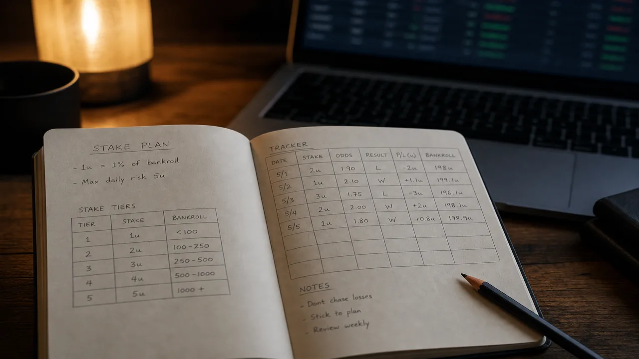 Carnet et écran avec suivi de mises sur une table